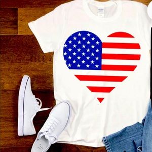 Heart American flag tee